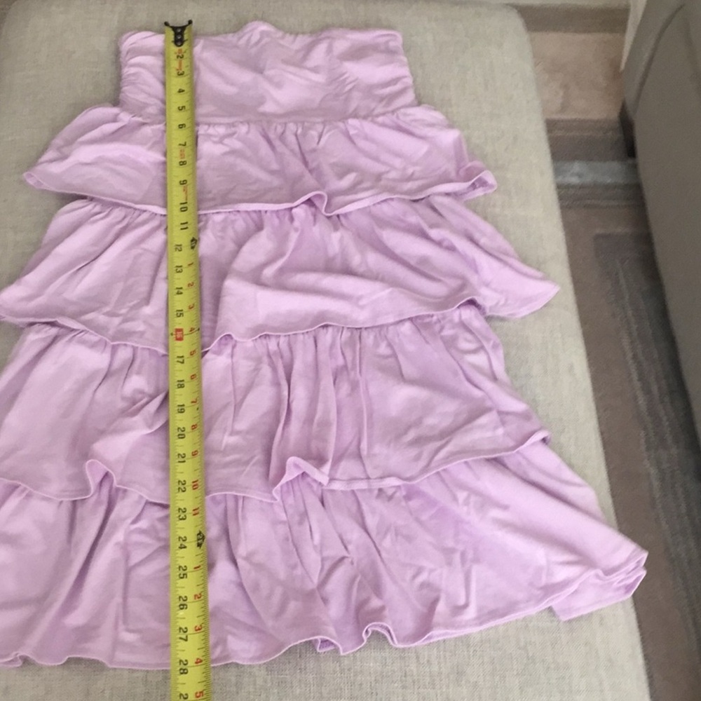 J Crew Lilac ruffle tiered strapless dress - Picture 3 of 5